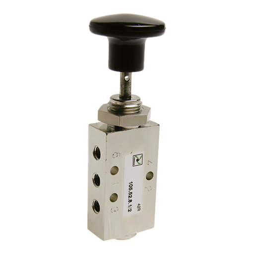 Pneumax 105.52.8.1/2 M5 - 5/2 Push Button Spring Black - pneumaticsystems