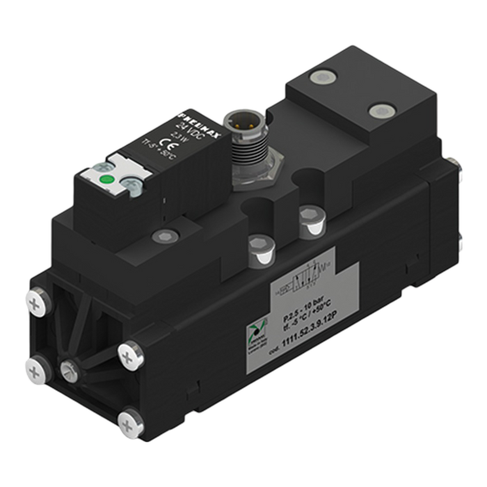 Pneumax 1111.52.3.9.12P - ISO 1 5/2 Sol/Spring 24vdc With M12 Connector - pneumaticsystems