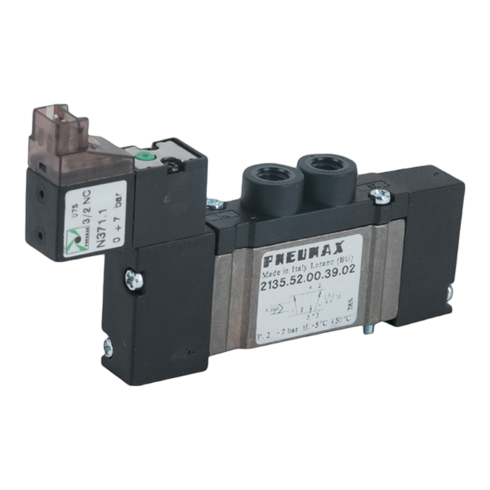 Pneumax 2135.52.00.39.02 10mm FLAT 5/2 Sol/Spring 24Vdc LED 90¬° Conn - pneumaticsystems