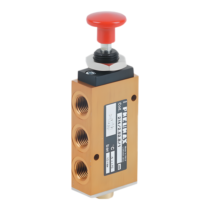 Pneumax 214/2.52.8.1/2 5/2 Pushbutton Valve - pneumaticsystems