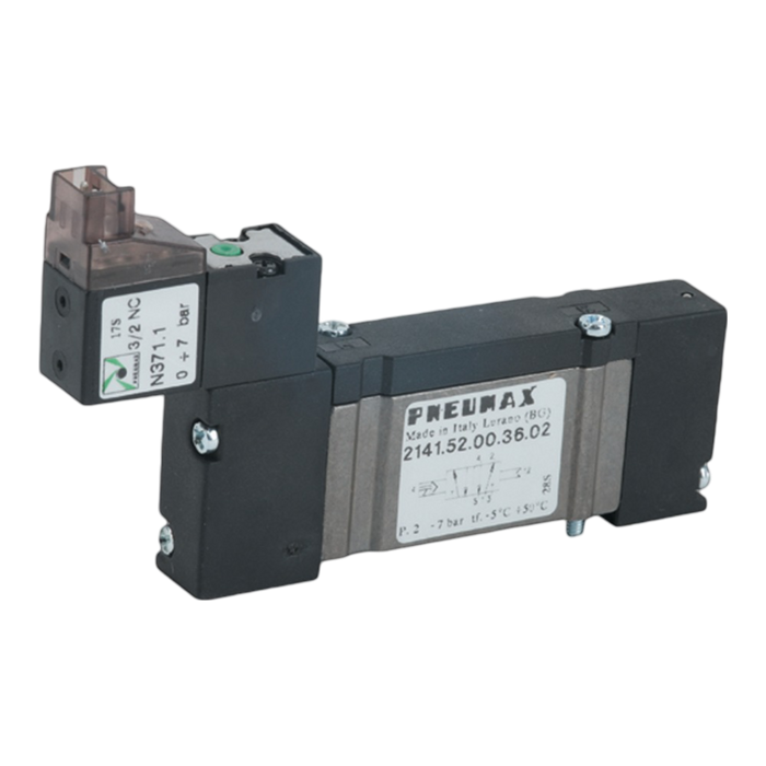 Pneumax 2141.52.00.36.12 10mm BASE 5/2 Sol/Diff 24Vdc LED 90¬° Conn Down - pneumaticsystems