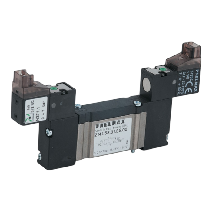 Pneumax 2141.53.32.35.92 10mm BASE 5/3 Open Centres Sol/Sol 24Vdc Multipolar - pneumaticsystems