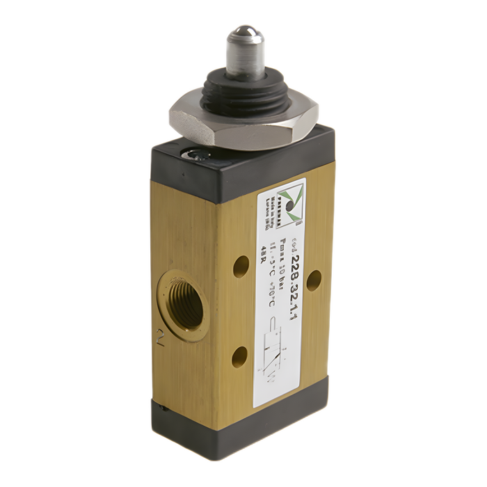Pneumax 228.32.1.1.NA G1/8 3/2 Tappet Spring Panel Valve N/O - pneumaticsystems