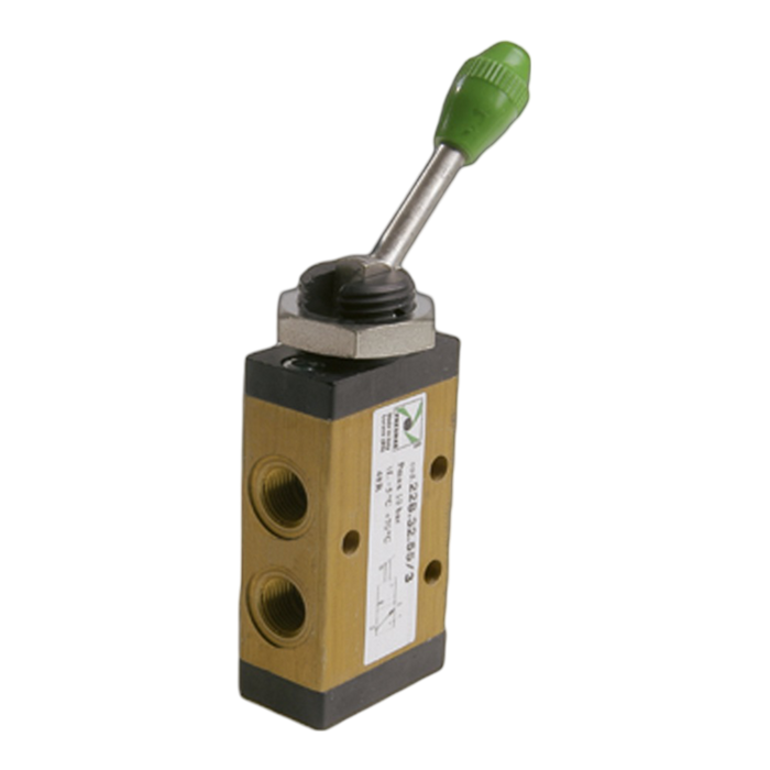 Pneumax 228.32.55/MA G1/8 3/2 Metal Short Toggle Lever 2 Position - pneumaticsystems