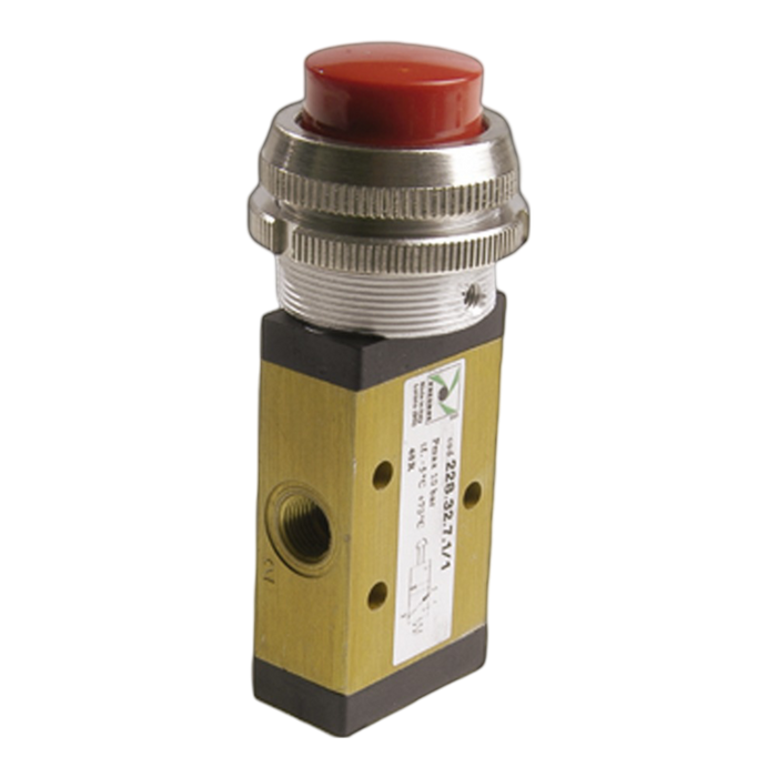 Pneumax 228.32.7.1/2NA G1/8 3/2 30mm Palm Push Button Spring Return N/O Black - pneumaticsystems