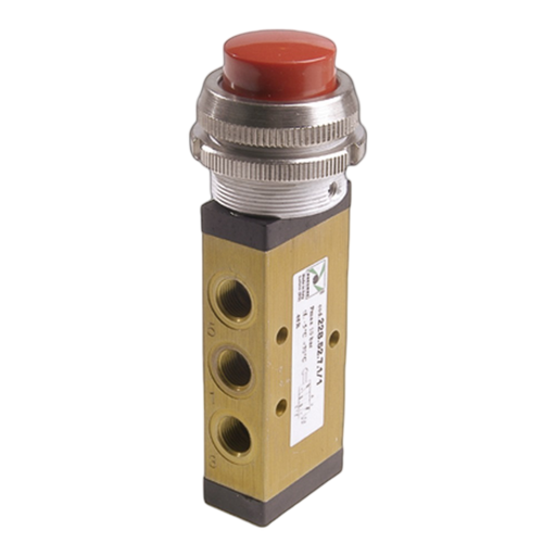 Pneumax 228.52.7.11/2 G1/8 5/2 30mm Palm Push Button Pilot Return Black - pneumaticsystems