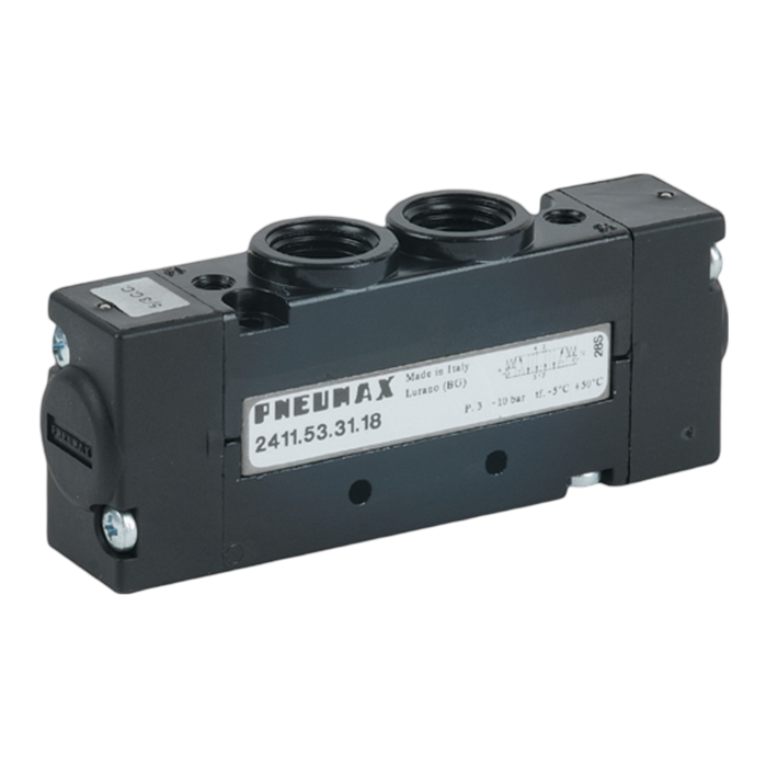 Pneumax 2411.53.33.18 G1/4 18mm 5/3 Pressure Centres Pilot/Pilot - pneumaticsystems