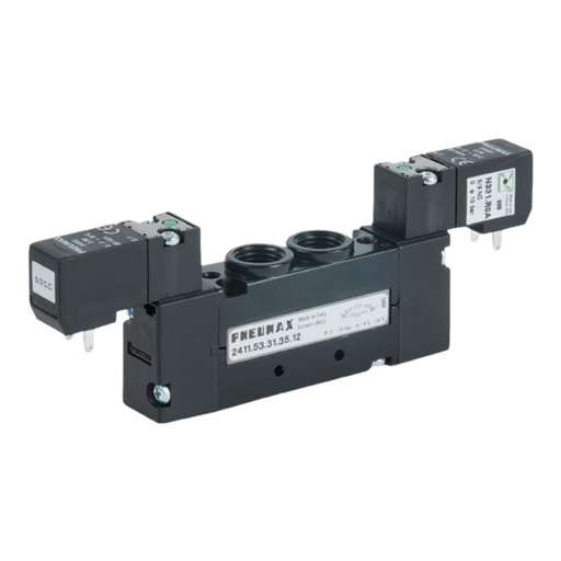 Pneumax 2411.53.31.35.05 G1/4 18mm 5/3 Closed Centres Solenoid/Solenoid 24Vac - pneumaticsystems