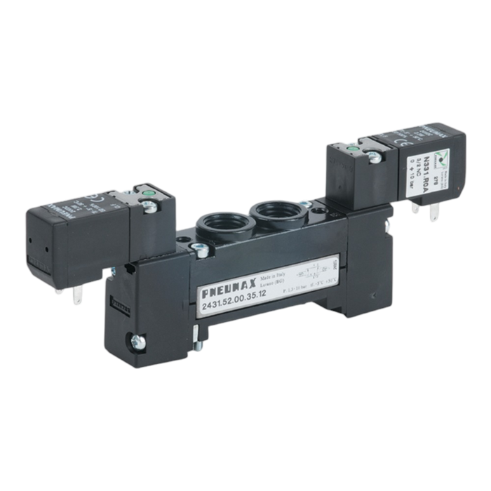 Pneumax 2435.62.44.35.68 G1/8 18mm FLAT 2x3/2 N/C Sol/Sol 24Vdc 1W Down - pneumaticsystems