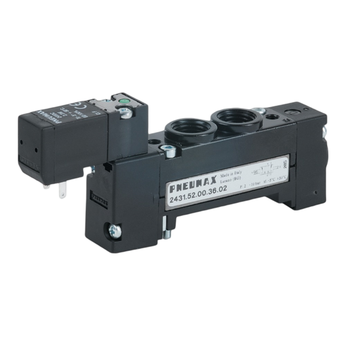 Pneumax 2438.52.00.39.05 ¬Ø8mm 18mm FLAT 5/2 Sol/Spring 24Vac - pneumaticsystems
