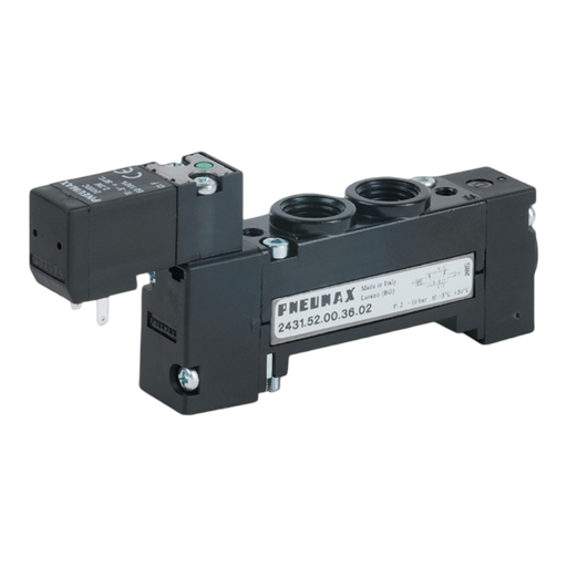 Pneumax 2431.52.00.36.02 G1/4 18mm FLAT 5/2 Solenoid/Differential 24Vdc - pneumaticsystems