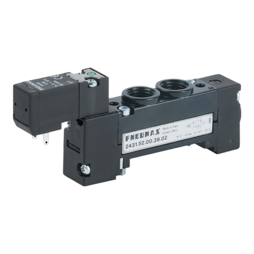 Pneumax 2431.52.00.39.02 G1/4 18mm FLAT 5/2 Sol/Spring 24Vdc - pneumaticsystems