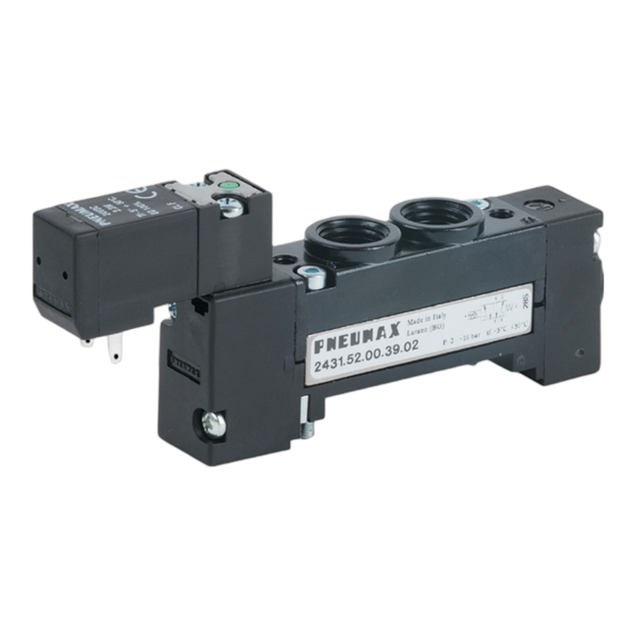 Pneumax 2431.52.00.39.02 G1/4 18mm FLAT 5/2 Sol/Spring 24Vdc - pneumaticsystems