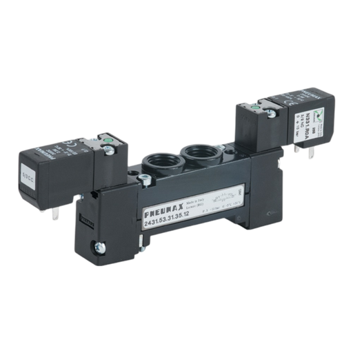 Pneumax 2431.53.31.35.62 1/4 18mm FLAT 5/3 Closed Ctrs Sol/Sol 24Vdc (2 Pos O'ride)" - pneumaticsystems