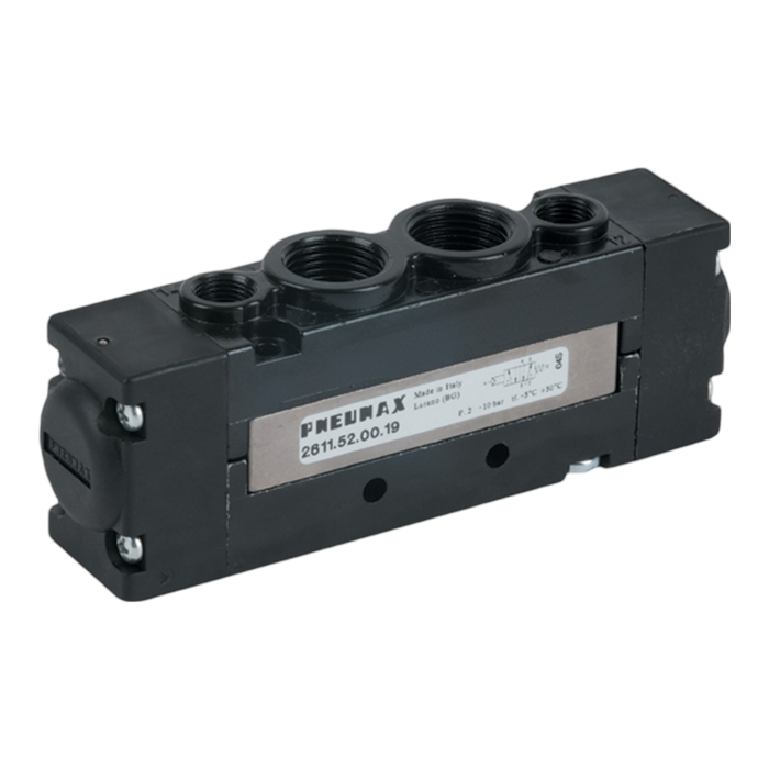 Pneumax 2611.52.00.29.02 G3/8 26mm 5/2 Ext Solenoid/Spring 24Vdc - pneumaticsystems