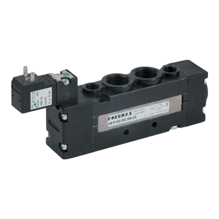 Pneumax 2611.52.00.39.03 5/2 3/8 Solenoid/Spring 24DC F.DIN - pneumaticsystems