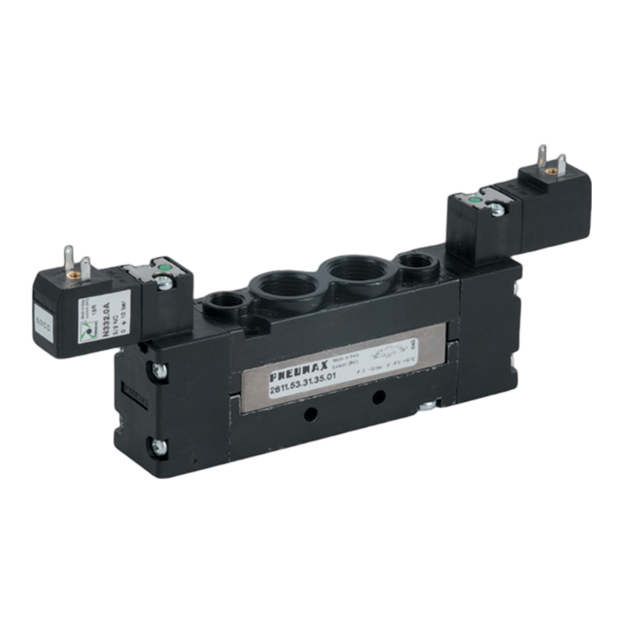 Pneumax 2611.53.32.35.02 G3/8 26mm 5/3 Open Centres Sol/Sol 24Vdc - pneumaticsystems