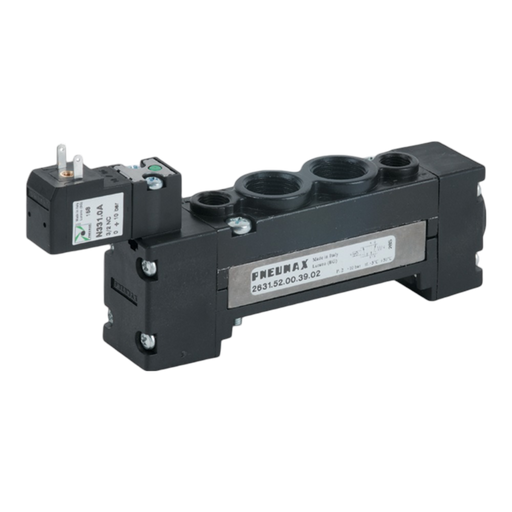 Pneumax 2631.52.00.39.02 G3/8 26mm FLAT 5/2 Solenoid/Spring 24Vdc - pneumaticsystems