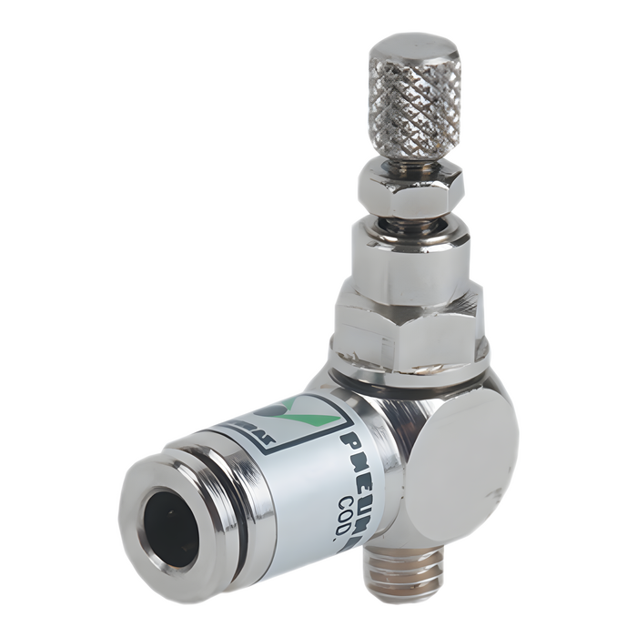 Pneumax 6.01.45.1.1P Mini Banjo Flow Control M5-4mm Bidir (Knurled) - pneumaticsystems