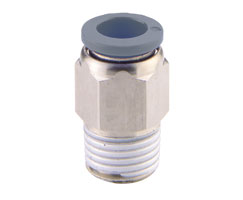 C24250638, Pneufit C Push-in fitting, Adaptor, Straight, External/Internal hex, 3/8", 3/8" NPT