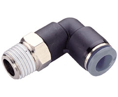 C24470418, Pneufit C Push-in fitting, Adaptor, 90° swivel elbow, 1/4", 1/8" NPT