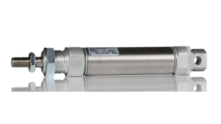 Norgren RT/57225/M/80, Roundline double acting cylinder, 25mm diameter, 80mm stroke - pneumaticsystems