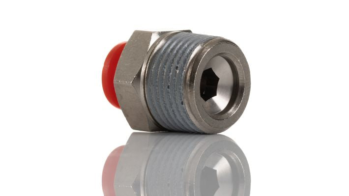 Norgren C01250638, Pneufit C Push-in fitting, Adaptor, Straight, External/Internal hex, 6mm, R3/8 - pneumaticsystems