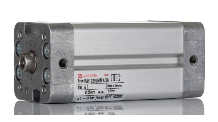 Norgren RA/192025/MX/50, ISO compact double acting cylinder, 25mm diameter, 50mm stroke - pneumaticsystems