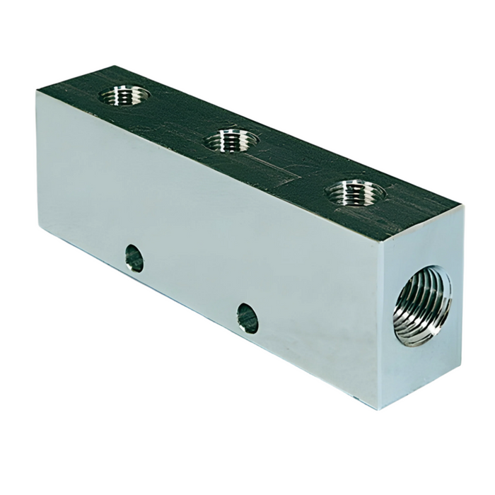 Pneumax RIPUC15544 Aluminium Manifold 4 Port (Double Sided) 1/2 In 1/4" Out