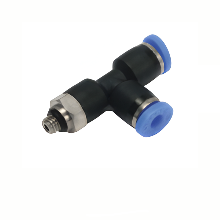 Pneumax PST06-01C - 6mm x R1/8" Male Compact Run Swivel Tee (Blue Collet) - pneumaticsystems
