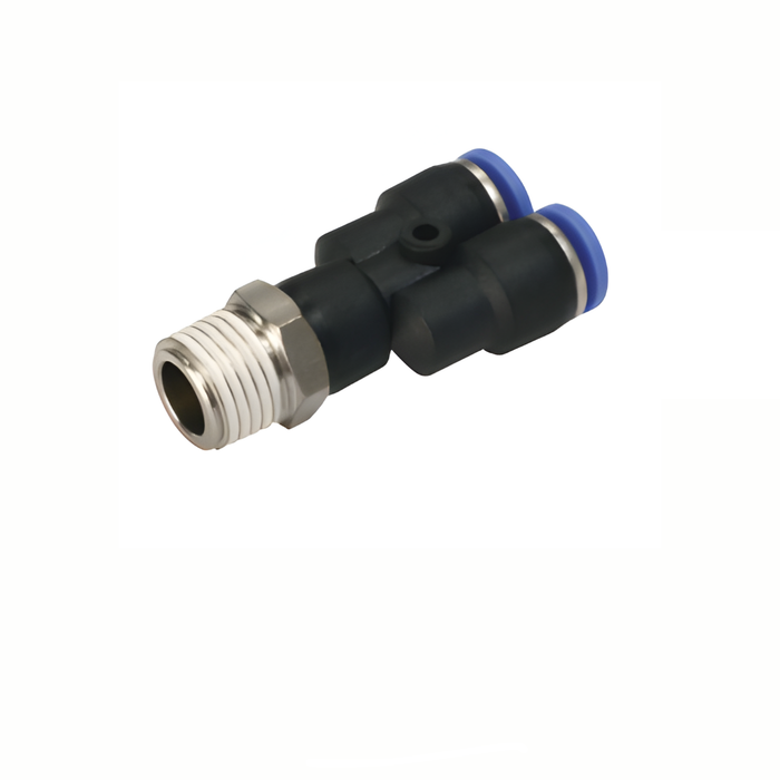 Pneumax PWT12-04 - 12mm x 1/2" Male Taper Y Fitting (Blue Collet) - pneumaticsystems