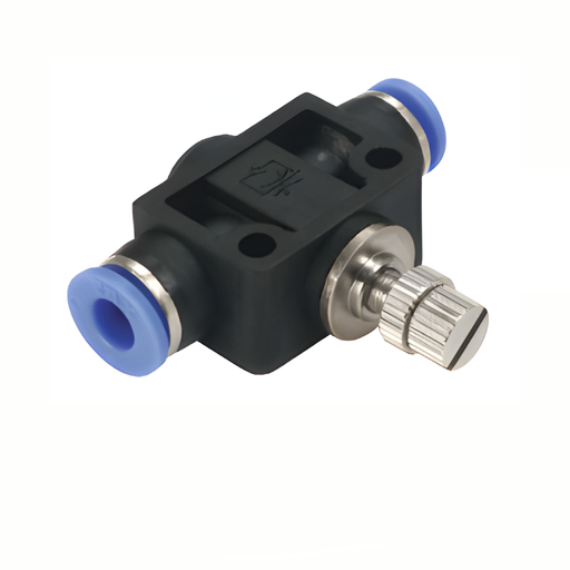 Pneumax NSF12 - 12mm Pushfit In-Line Flow Control Valve (Blue Collet) - pneumaticsystems