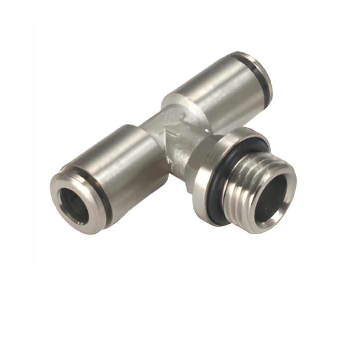 Pneumax IPBT04-G02 - 4mm x G1/4" Male Swivel Tee Parallel All Metal Push-Fit Fitting