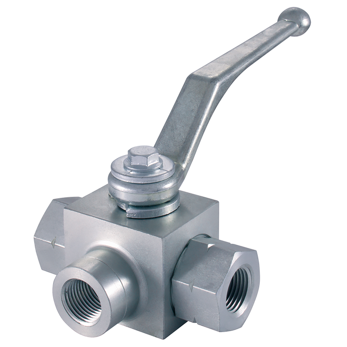 FT Pro - KHB3T-G1/4 1/4" BSP Parallel Female Ball Valve 3 Way T Ported - pneumaticsystems