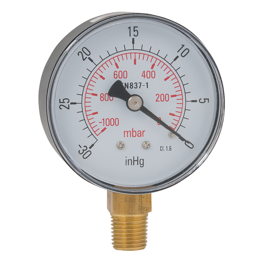 FT Pro - VG50-01C 1/4"BSPT 50MM Vacuum Bottom Connection Gauge - pneumaticsystems