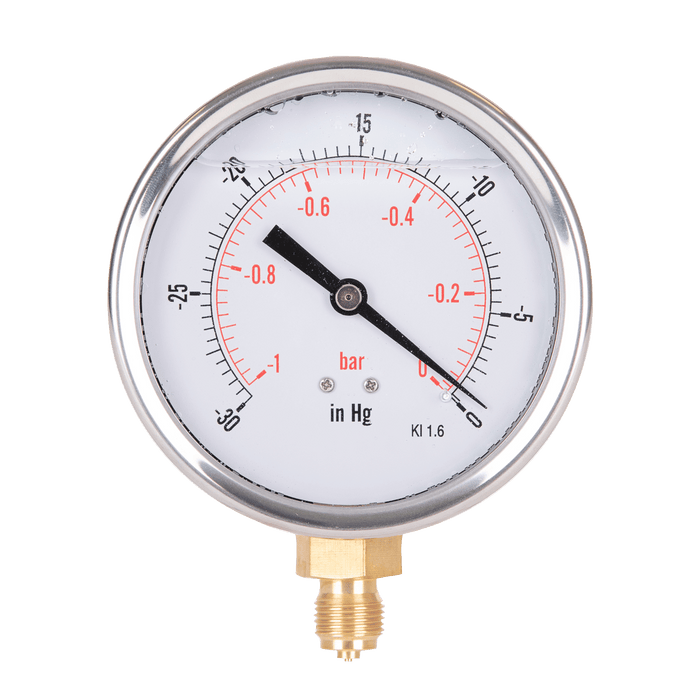 FT Pro - GBV50/04 1/4" BSPT Male Vacuum Gauge Glycerine Filled - pneumaticsystems