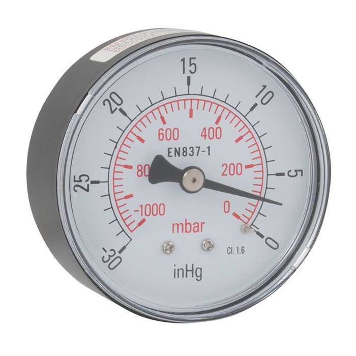 FT Pro - GCV100/06D 3/8" BSPT Male Vacuum Gauge - pneumaticsystems