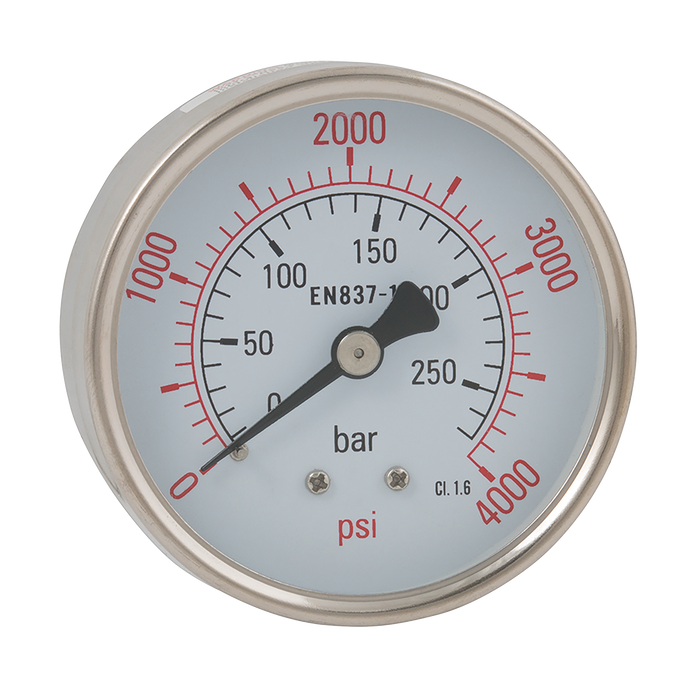 FT Pro - 2038-8492 63MM 0-20B SS 1/4" BSP Centre Back Dry Gauge - pneumaticsystems
