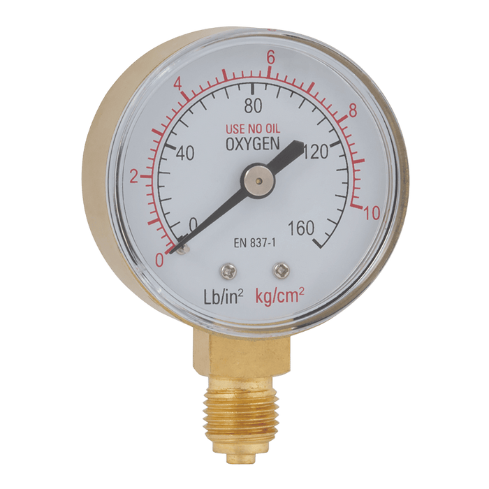 FT Pro - OG50-010 1/4" BSPP 50MM Oxygen Bottom Gauge 0-10 Bar - pneumaticsystems
