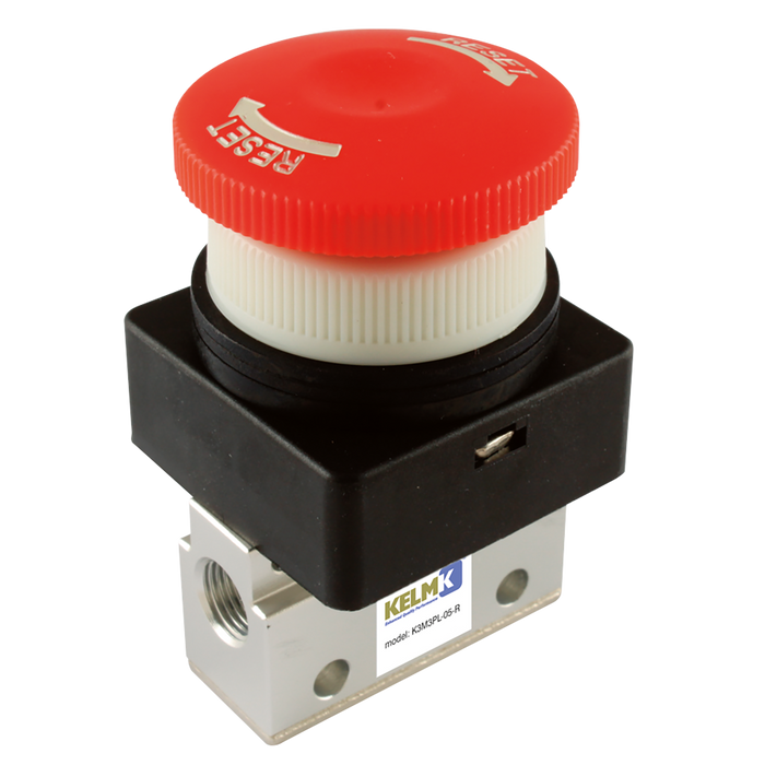 FT Pro - K3M3PL-05-R M5 3/2 Micro Palm Button Latching Valve - pneumaticsystems