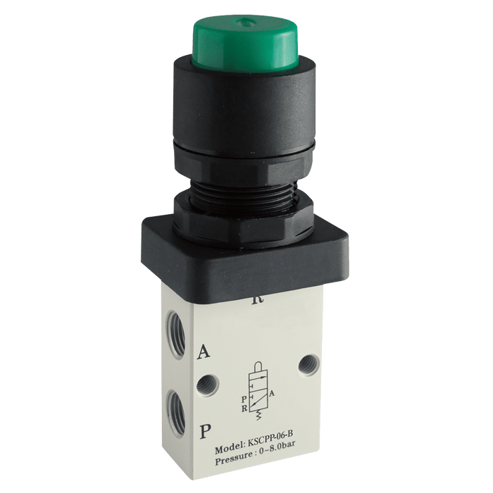 FT Pro - KSCPP-06-R 1/8" 3/2 N/C Push Button External Valve - pneumaticsystems