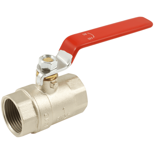 FT Pro - 2023-0470 1" BSPP Brass Ball Valve Red Steel Long Handle - pneumaticsystems