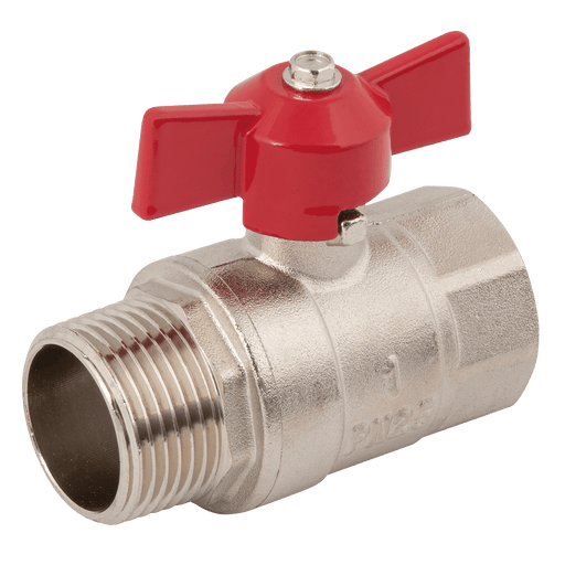 FT Pro - 2024-2103 3/4" BSPM X 3/4" BSPF Brass Ball Valve Red T Handle - pneumaticsystems