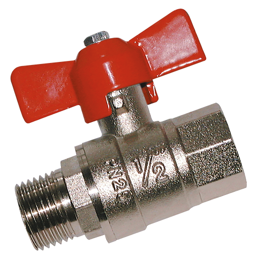 FT Pro - 2024-2087 3/8" BSPM X 3/8" BSPF Brass Ball Valve Red T Handle - pneumaticsystems