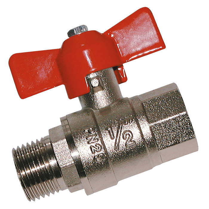 FT Pro - 2024-2079 1/4" BSPM X 1/4" BSPF Brass Ball Valve Red T Handle - pneumaticsystems
