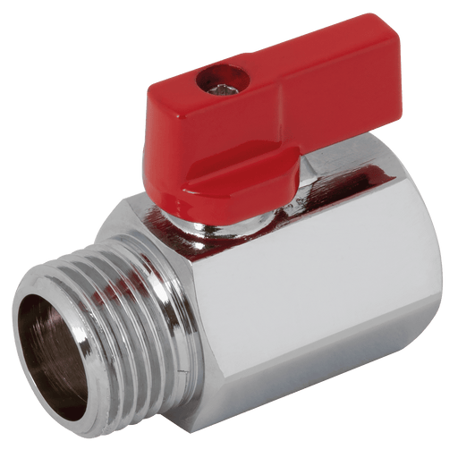 FT Pro - MBVM38 3/8" Male/Female Brass Chrome Finish Mini Ball Valve - pneumaticsystems