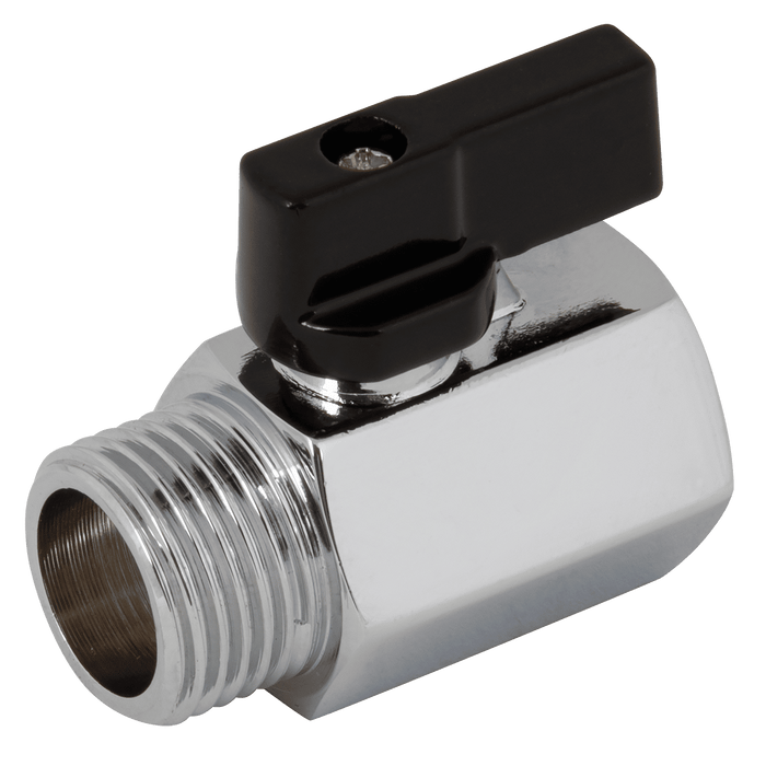 FT Pro - MBVM12S 1/2" Male/Female Brass Chrome Finish Mini Ball Valve - pneumaticsystems