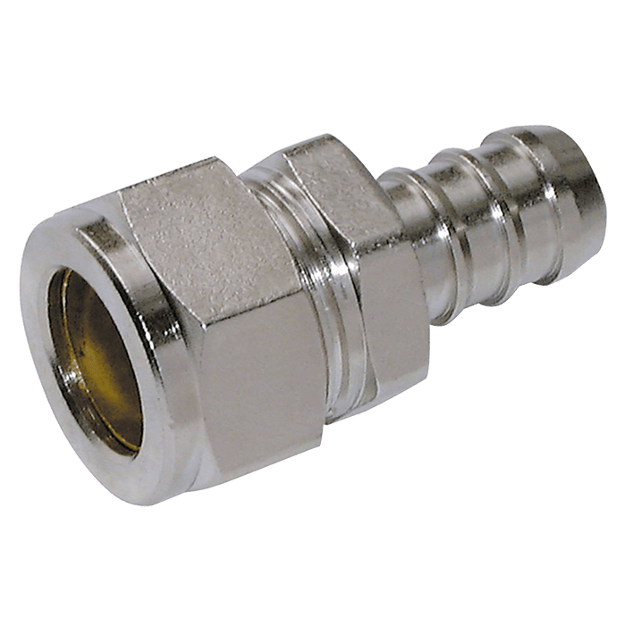 FT Pro - MB22-19BX 19MM ID X 22MM OD Metric Compression Hose Tail Brass Nickel Plated - pneumaticsystems