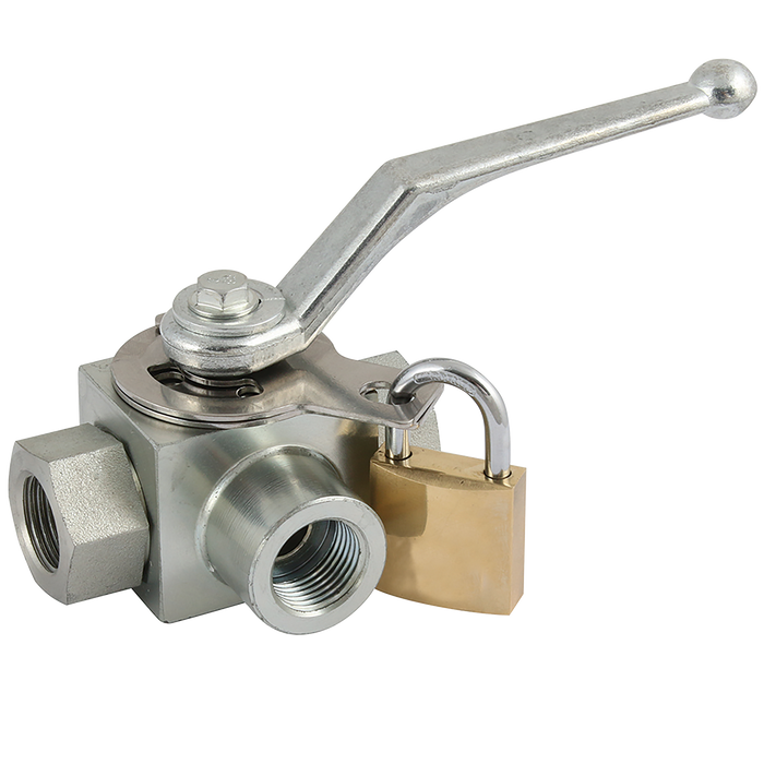 FT Pro - KHB3T-G1/2-LK 1/2" BSP Parallel Female Ball Valve 3 Way T Ported - pneumaticsystems