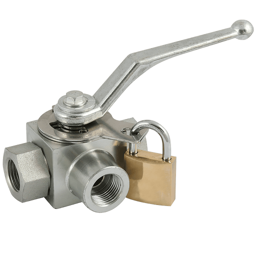 FT Pro - KHB3T-G1/4-LK 1/4" BSP Parallel Female Ball Valve 3 Way T Ported - pneumaticsystems